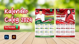 Kalender Caleg 2024  Free Ai amp Psd [upl. by Jaquenette]