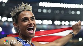 Sydney McLaughlinLevrone attacks own world record for unprecedented gold medal  Paris Olympics [upl. by Pinette]