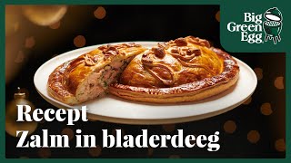 Recept Zalmtaart in bladerdeeg  Big Green Egg [upl. by Naam]