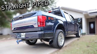 30 Powerstroke straight piped 2019 f150 Deleted and Tuned 4quot straight pipe to 8quot tip [upl. by Leihcar]