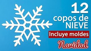 ❄ 12 Copos de nieve de papel fáciles de hacer con ¡MOLDES para recortar [upl. by Yrtua]