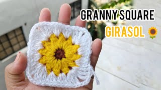 🌻Granny square de girasol o sunflower a crochet tutorial paso a paso [upl. by Parik]