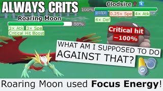 100 CRITICAL HIT RATE Roaring Moon SWEEPS In Pokemon Showdown [upl. by Olethea]