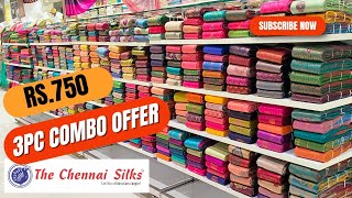 Chennai Silks 3pc Combo Offer Sarees RS750Low Price Silk Sarees Collection [upl. by Aicilat]