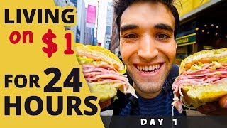 LIVING on 1 for 24 HOURS in NYC Day 1 [upl. by Anoblav]