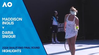 Maddison Inglis v Daria Snigur Highlights  Australian Open 2024 Final Qualifying [upl. by Novat]