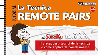 TUTORIAL – Tecnica REMOTE PAIRS Sudoku n20 di Settimana Sudoku 966 [upl. by Enirahtac640]