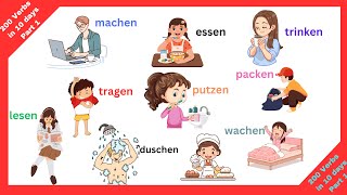 Top 200 action Verbs in 10 days Part 1  Goethe Zertifikat A1  Learn German  A1B1  Grammar [upl. by Anekam]