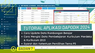 Cara Update Data Rombel Mengisi Pembelajaran Kurikulum Merdeka dan Memilih Tema P5 di Dapodik 2024 [upl. by Irmgard]