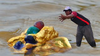 Top videos to find gold Gold miner finds gold under rocks in water [upl. by Nauqe878]