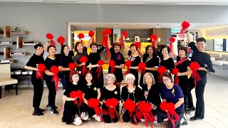 Gong Xi Gong Xi Gong Xi NI 恭喜恭喜恭喜你 Phrased Improver CNY flower pompoms linedance by SA Seniors [upl. by Nogaem]