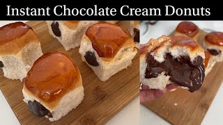 Just 10 mins Chocolate Cream Donuts  Instant Chocolate Donuts Recipe  Bombolini  Chocolate Mousse [upl. by Leahcimsemaj]