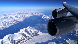 Lufthansa Boeing 7478  spectacular flight over Greenland en route to Los Angeles [upl. by Idieh27]