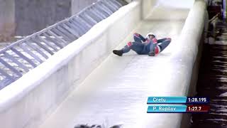 Pavel Repilov crash on luge European Championships in Sigulda LAT [upl. by Ellmyer]