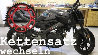 Kettensatz wechseln beim Motorrad  Yamaha Mt125 [upl. by Ellenor953]