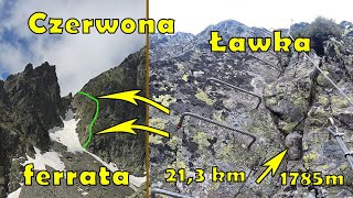 Czerwona Ławka  najtrudniejszy szlak  Tatry Wysokie  cała ferrata [upl. by Aicatsal]