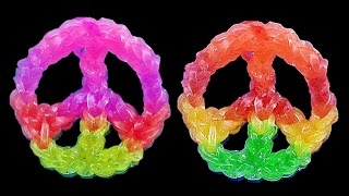 How to Make Loom Bands  Rainbow Loom Charms PEACE SIGN [upl. by Euqinomahs472]