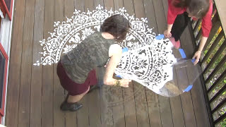 How To Stencil A Deck Or Floor Using A Mandala Stencil [upl. by Bartholomeo8]