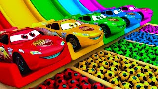 TRANSPORTING PIXAR CARS amp FRUITS WITH COLORED amp JOHN DEERE vs CLAAS vs TRACTORS  BeamNGdrive 966 [upl. by Vatsug]