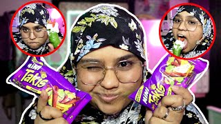 TRYING TIKTOK VIRAL FOOD TRENDS GARLIC PICKLE amp JALAPEÑO TAKIS [upl. by Chemush952]