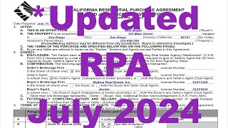 REVISED July 2024 California Residential Purchase Agreement and Seller Payment of Buyers Broker [upl. by Eislehc]