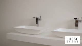 Lusso Quadrato Polished White Countertop Basin 600mm [upl. by Derdlim]