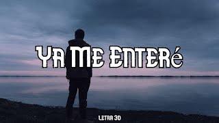 Reik  Ya Me Enteré letra [upl. by Dric]