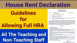 Guidelines for Allowing Full HRA to the Teaching and NonTeaching Staff [upl. by Naik]