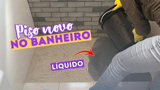 COMO FAZER PISO CIMENTO QUEIMADO LÍQUIDO NO BANHEIRO [upl. by Llegna]