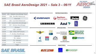 Apresentação Sala Virtual 3 0611  23ª Competição SAE BRASIL AeroDesign [upl. by Barbey]