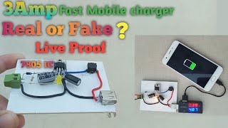 Fast Mobile Charger  How to make 3Amp fast Mobile charge Using 7805 IC  Its working or Not [upl. by Pierpont]