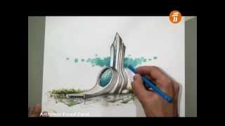 architect emad zand  sketch 10  خلاقیت در معماری عمادالدین زند [upl. by Irod]