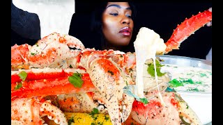 KING CRAB SEAFOOD BOIL MUKBANG  SEAFOOD MUKBANG  CHEESE ALFREDO SAUCE  SEAFOOD BOIL  ASMR EATING [upl. by Clapper]