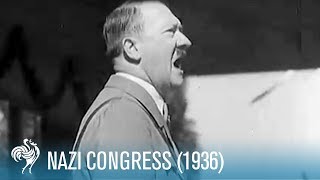 Nazi Congress in Nuremberg Germany 1936  British Pathé [upl. by Noyahs188]