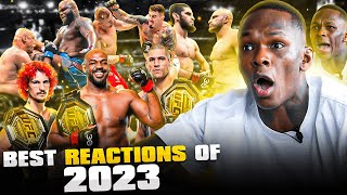 Israel Adesanya Reacting to a CRAZY Year of UFC Fights  Best Reactions of 2023 [upl. by Urbano]