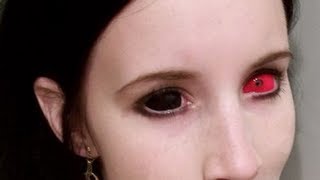 Inserting amp Removing Black amp Red Sclera Contact Lenses [upl. by Kidder]