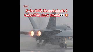 Swiss F18 Hornet aborted takeoff in snowstorm👀 military switzerland jets aviation usa [upl. by Rhiana]