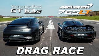 870PS MercedesAMG GT63 S vs McLaren 765LT  DRAG RACE  Daniel Abt [upl. by Broucek]