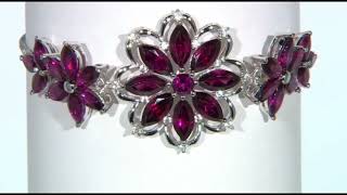 Rhodolite Garnet amp White Zircon Bolo Bracelet In Rhodium over Sterling Silver 1233ctw [upl. by Acinemod]