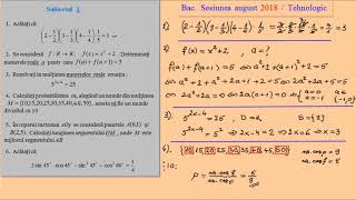 Bacalaureat Matematica Sesiunea August 2018 Tehnologic [upl. by Vallonia284]