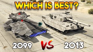 GTA 5 ONLINE  2013 RHINO TANK VS 2099 FUTURE TANK WHICH IS BEST [upl. by Jacobo478]