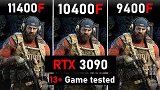 Intel i5 11400f vs 10400f vs 9400f Gaming Benchmark RTX 3090 FPS test [upl. by Tiedeman]