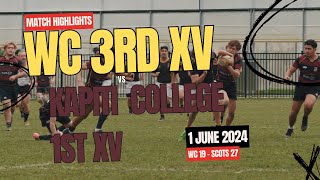 20240601  Highlights  Wellington College 3rd XV vs Kapiti College 1st XV  Paul Cameron Cup [upl. by Hniht]