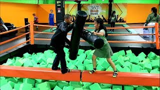 Extreme Game Jousting Fight on Balance Beam  Who Falls Down  Ninja Obstacle Course [upl. by Htiderem]