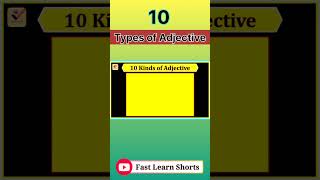 10 Types of Adjectives shorts grammar [upl. by Gish]