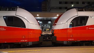 ÖBB 4748 003  4748 001 als S1 nach Bregenz bei der Ein und Ausfahrt in Feldkirch [upl. by Eidnew165]