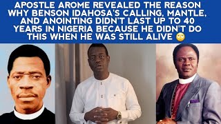 Apst Arome Reveals How The Body Of Christ In Nigeria Lost the Anointing Of Benson Idahosa [upl. by Conners]