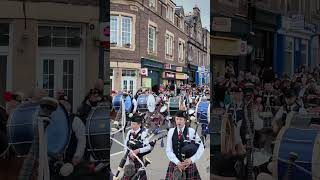 scotlandthebrave by massed pipesanddrums marching to 2024 Crieff Highland Gathering shorts [upl. by Eenalem]