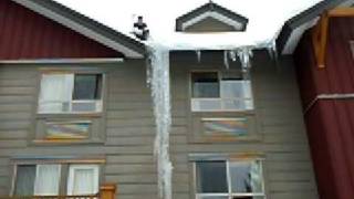 Pemberton Valley Lodge  Giant Icicle Removal  Pemberton BC [upl. by Horgan]