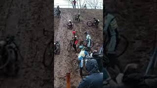 Cyclocross course with big mud slide cycling cyclingfans cyclocross cross cyclinglife [upl. by Ellebanna]